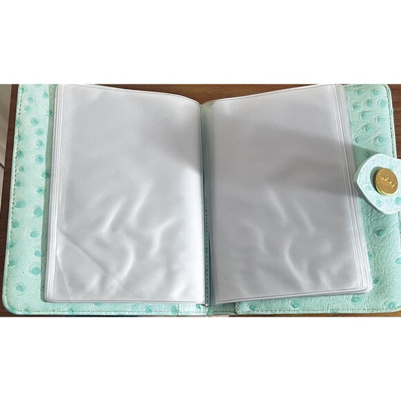 Elaine Turner Turquoise Ostrich Embossed Card Holder Organizer Wallet Booklet - Picture 13 of 13